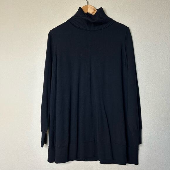 Alpha Studio Sweater Fine Merino Wool Black Turtleneck Long Sleeve Size 44/US L - Picture 2 of 11
